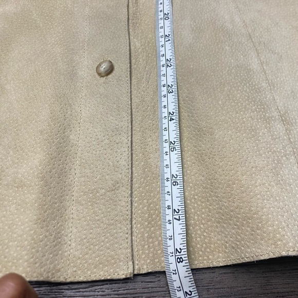 Marsh Landing 100% Leather Coat Jacket Beige Women's  Suede Button Up Tan - Picture 7 of 9